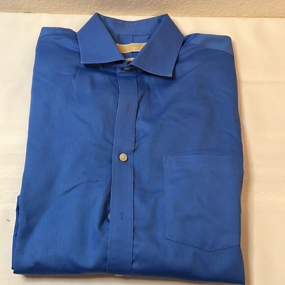 Men's Michael Kors Blue Button-Down Long Sleeve Shirt - Picture 1 of 6